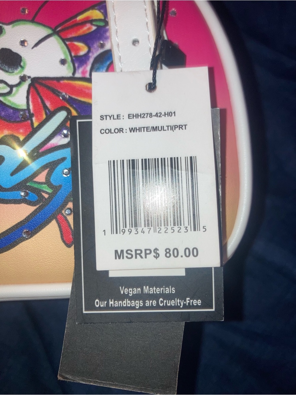 Ed Hardy White Shoulder Bag with Pink and Peach Tattoo Print - Picture 13 of 13